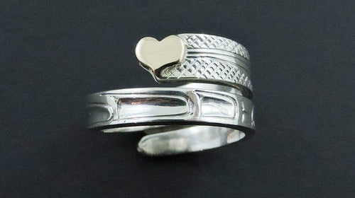 What's New at Crystal Cabin! Gold Heart and Hummingbird Silver Wrap Ring