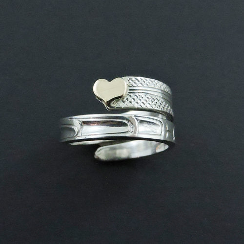 What's New at Crystal Cabin! Gold Heart and Hummingbird Silver Wrap Ring