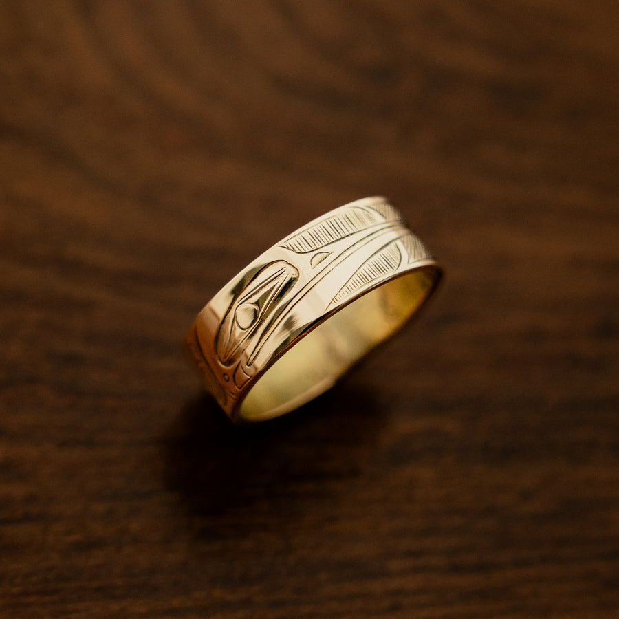 14K Yellow Gold Hummingbird Ring by David Jones (Haida)