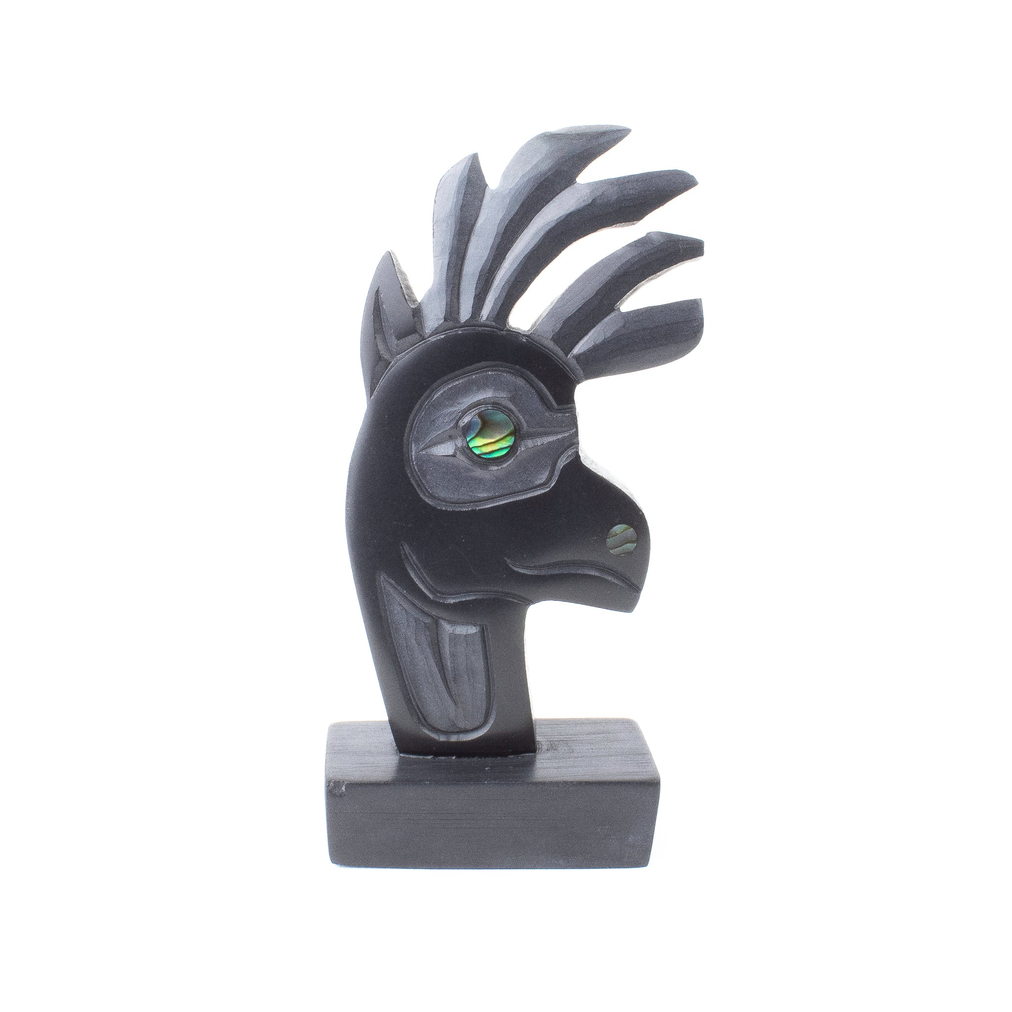 Argillite Blacktail Deer carving with abalone inlay made by local artist amy edgars
