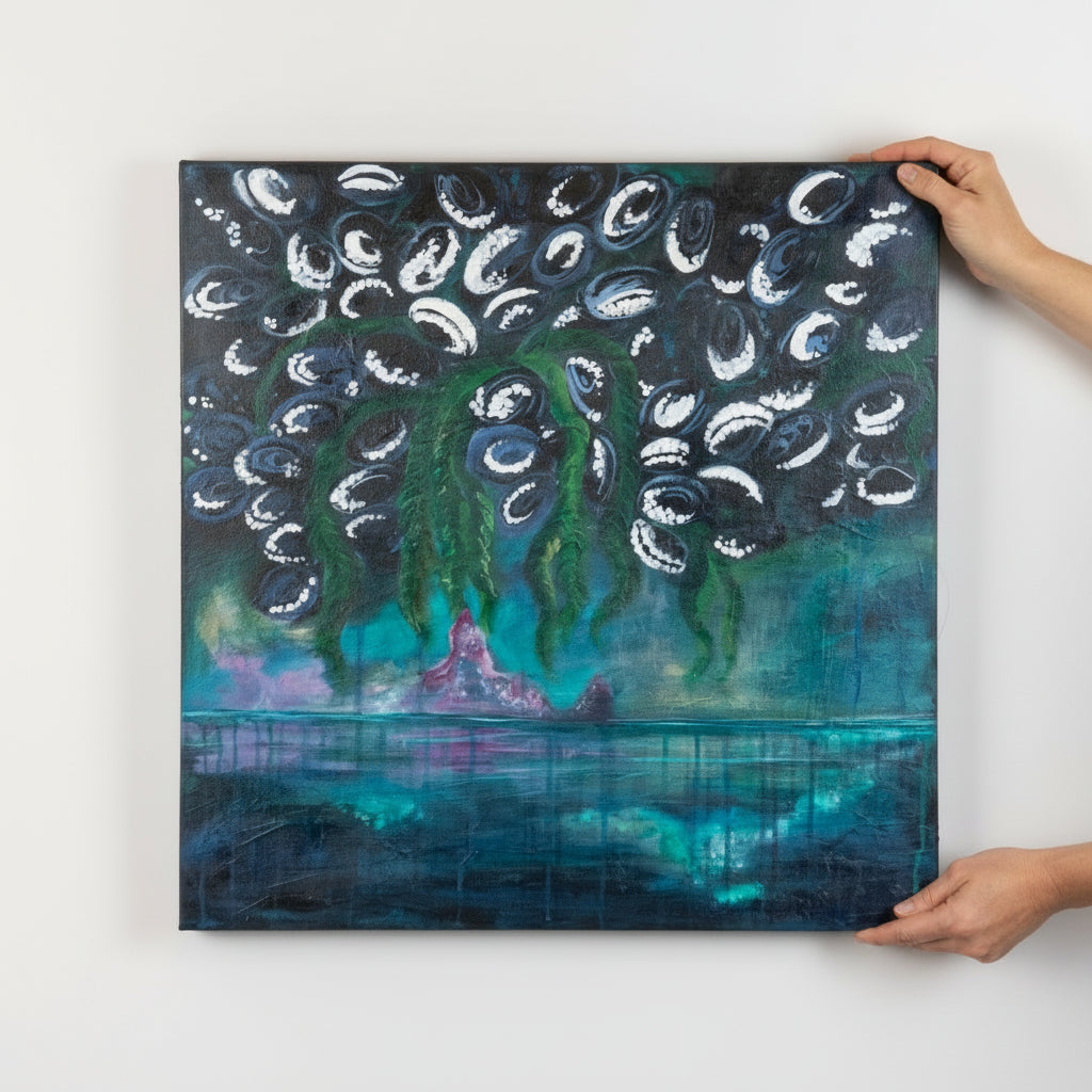 Abstract Original Painting of Gwaii Haanas, Haida Gwaii by Haida Artist. Danielle Louise Allard