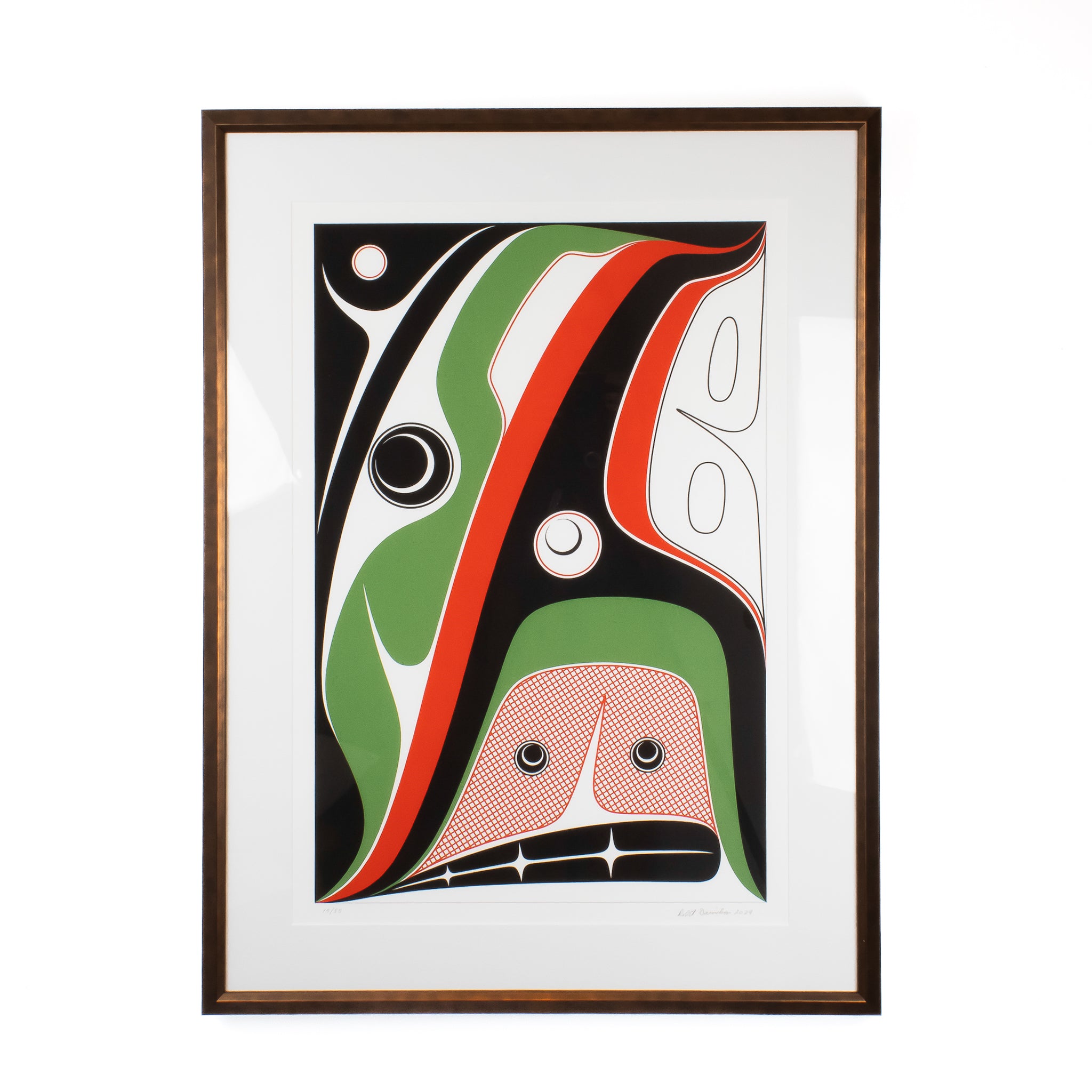 Bronze Framed Hop by renowned Haida artist Robert Davidson Fine art print, depicting abstract flowing formline designed to give you hope for the future