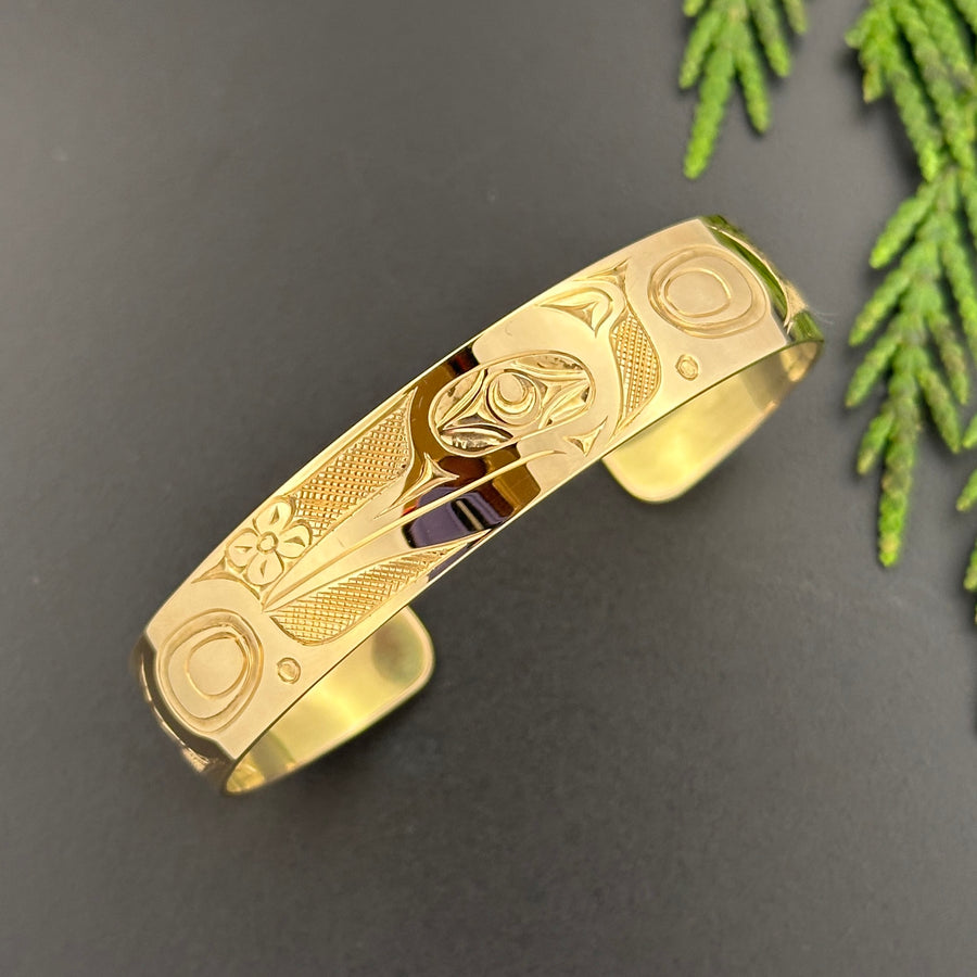 14K Gold Hummingbird Bracelet by James Sawyer (Haida)