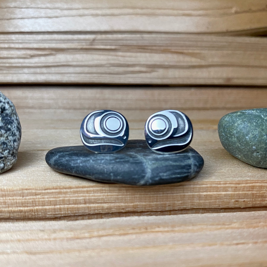 Sterling Silver Trout Head Stud Earrings by Grant Pauls (Tahltan)