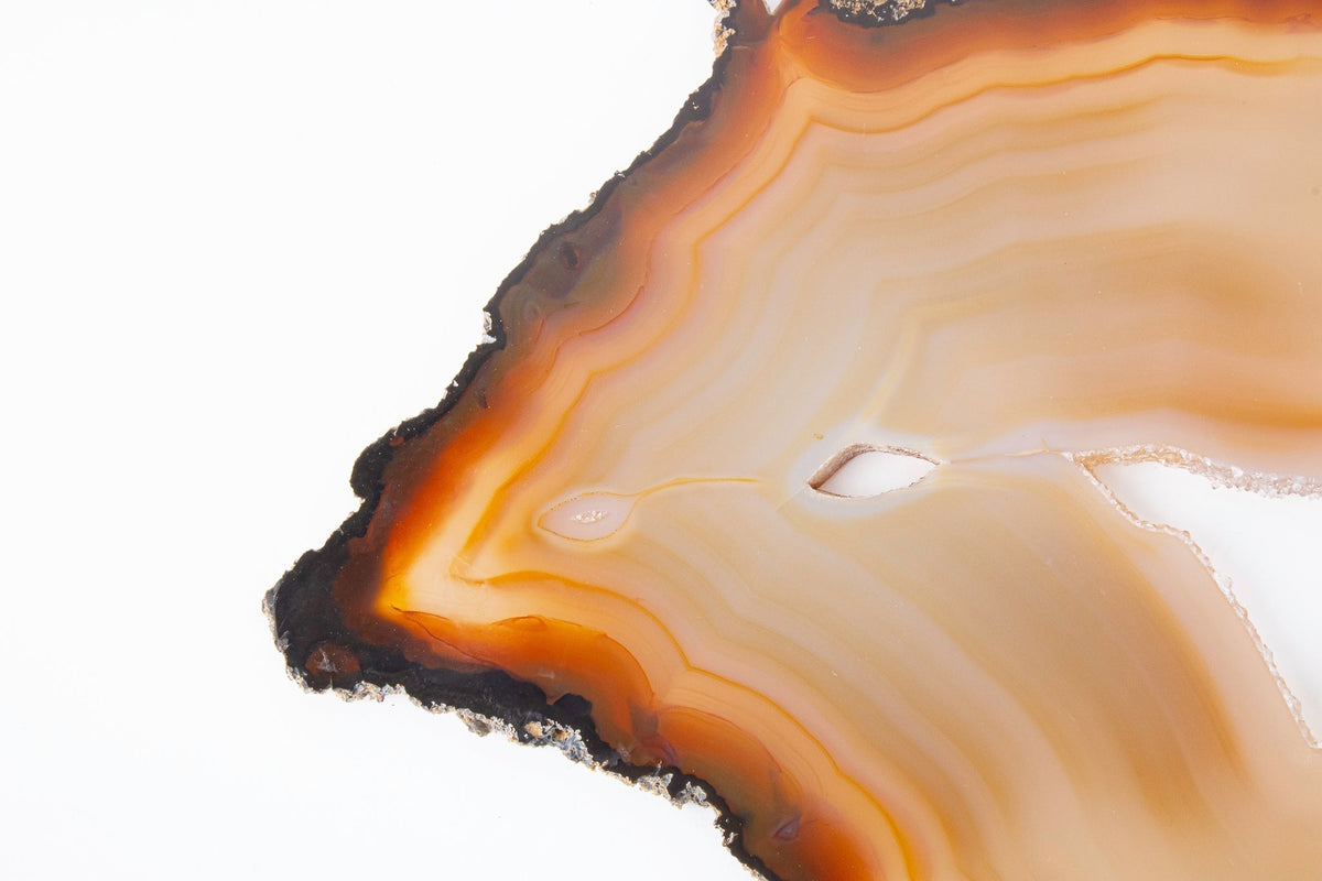 Slice of carnelian agate with druzy quartz