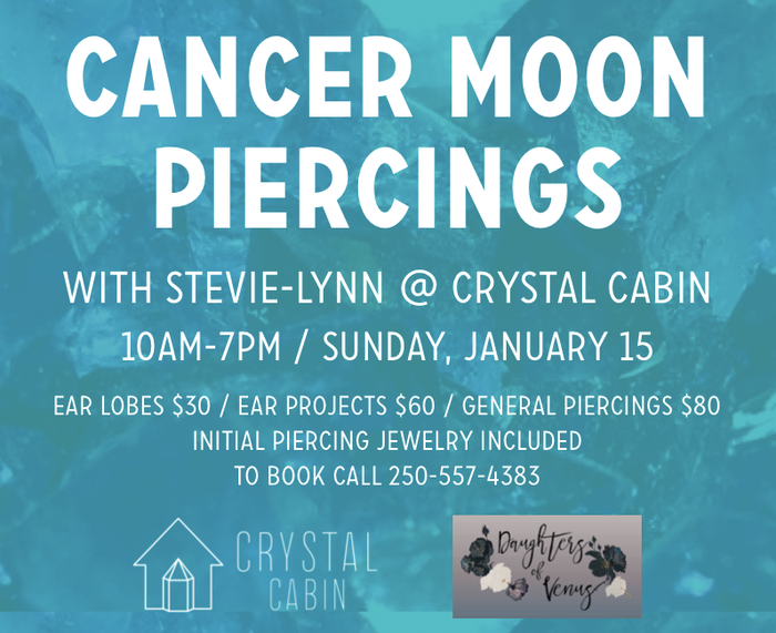 Cancer Moon Piercings with Stevie-Lynn at Crystal Cabin