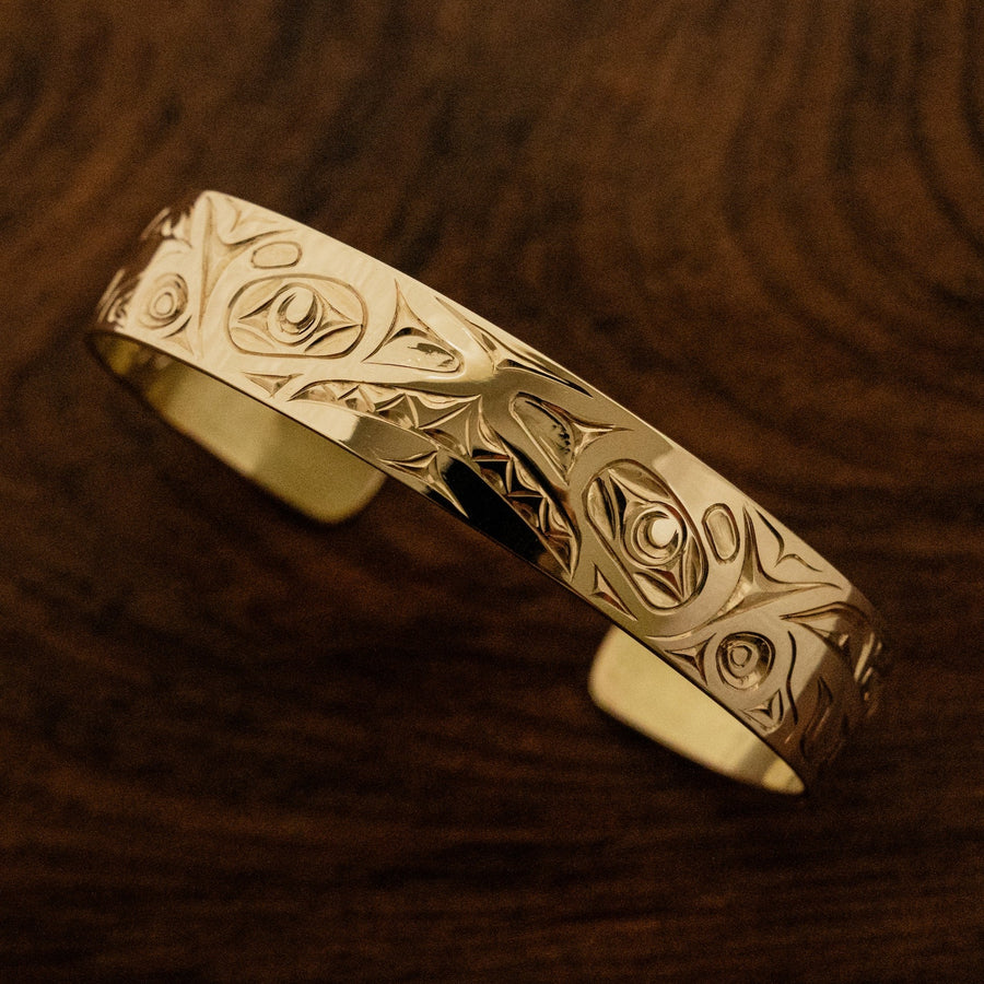 14K Gold Orca Bracelet by Haida Artist, James Sawyer