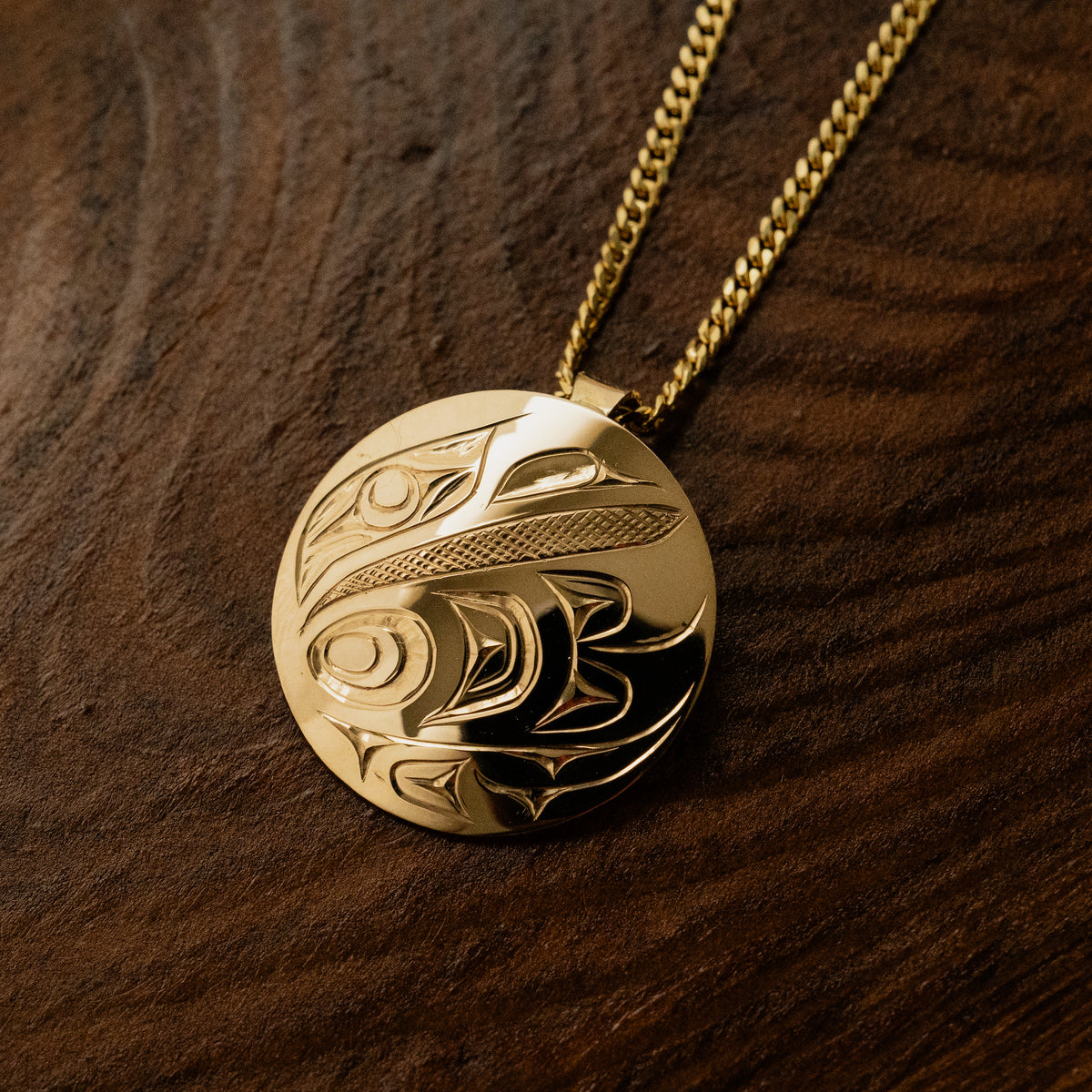 14K Gold Raven Pendant by Haida Artist, James Sawyer
