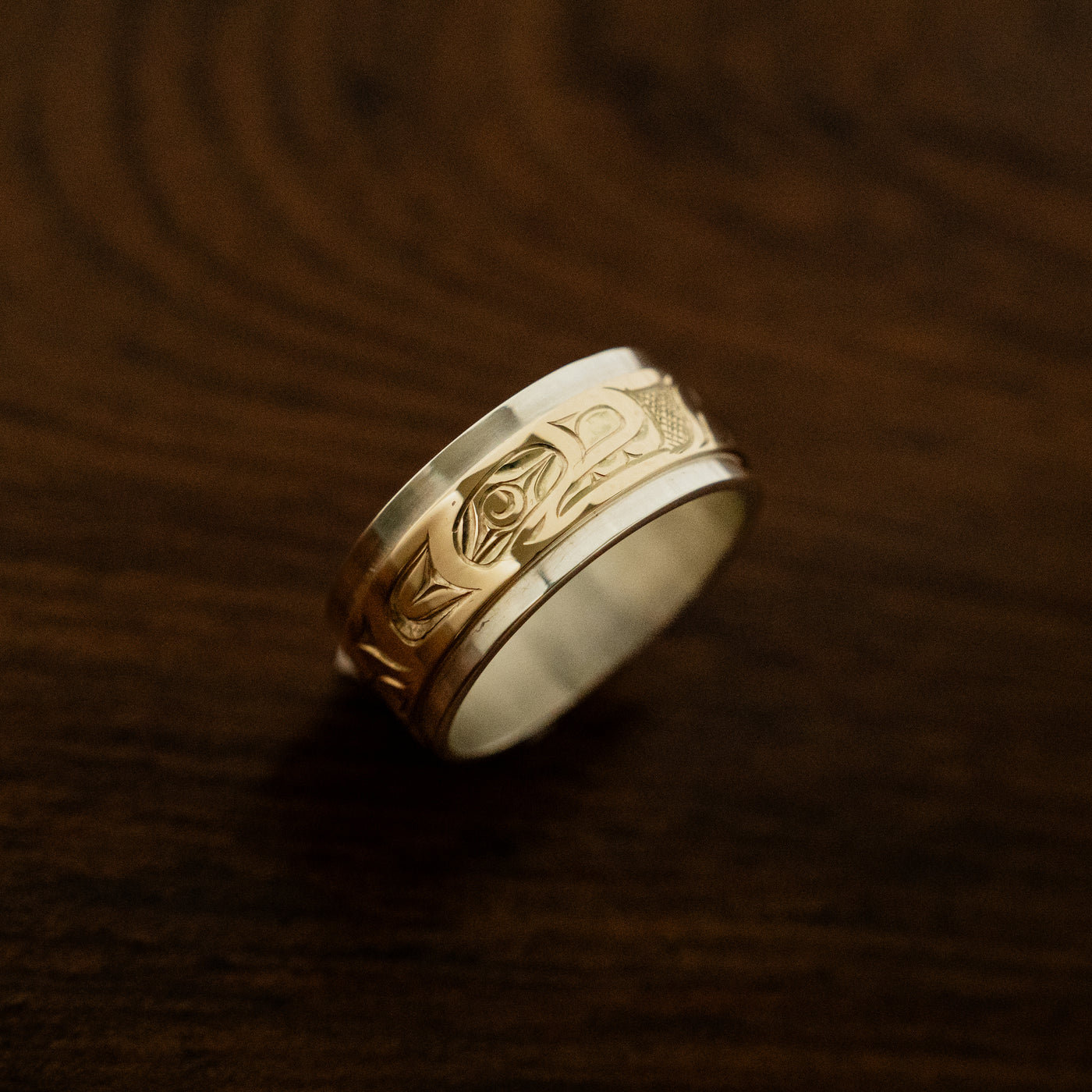 14K Gold & Sterling Silver Orca ring by James Sawyer