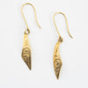 18k gold mouse women earrings by indigenous artist and jeweller morgan asoyuf, in an elegant dangle design with hand crafted Shepards hook