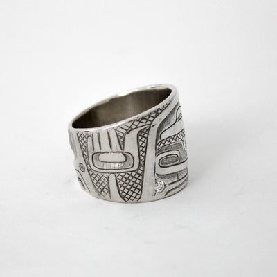 Sterling Silver Human Ring with Canadian Diamond