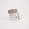 Silver ring on a white background