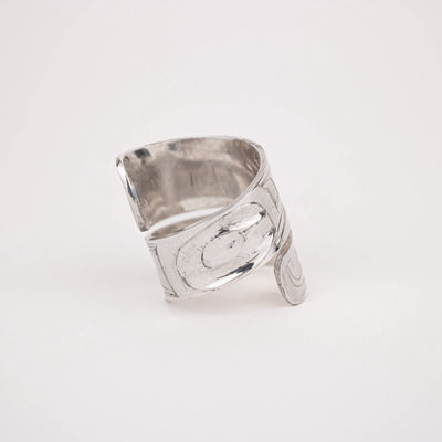 Silver ring on a white background