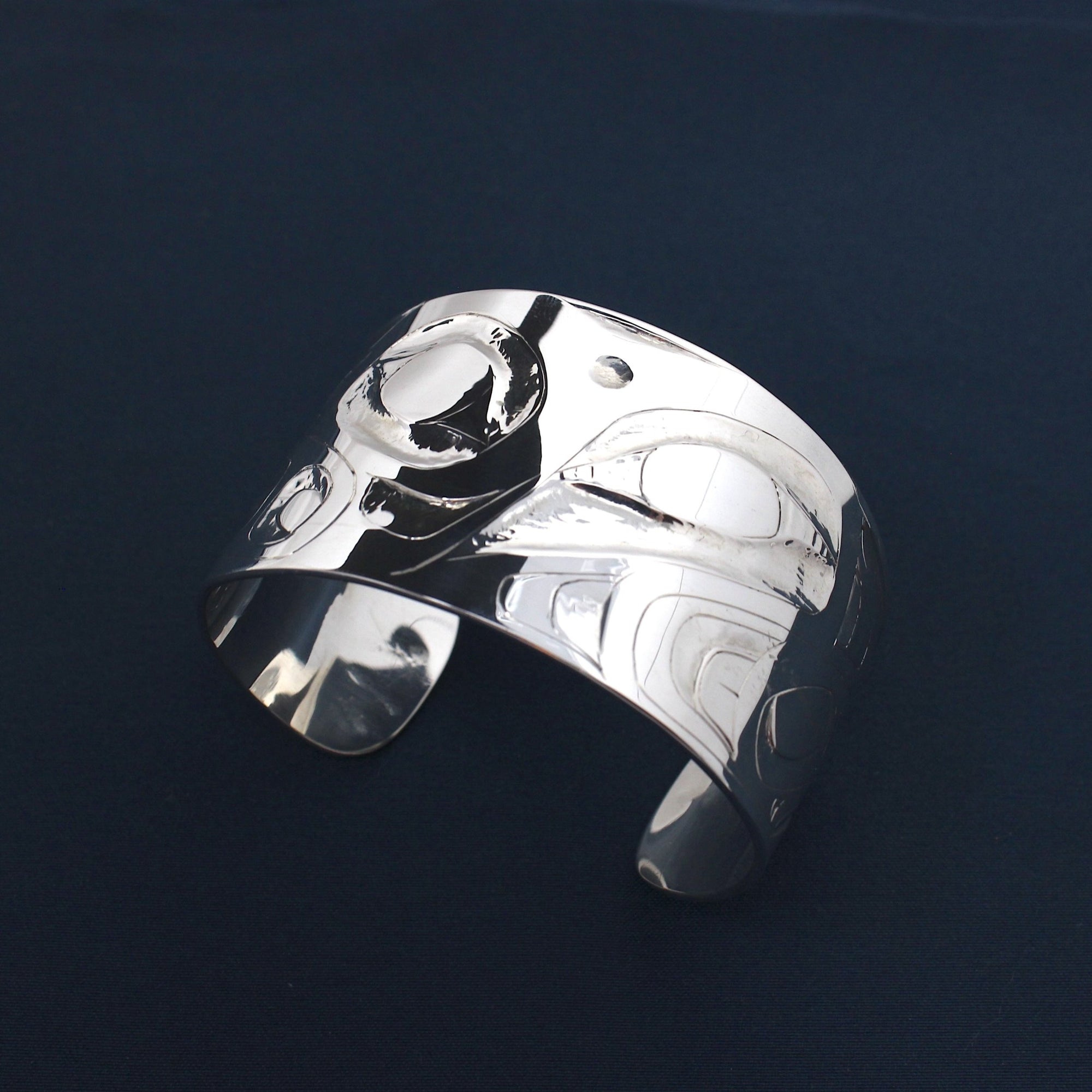 Hand Carved Sterling Silver Hummingbird Bracelet