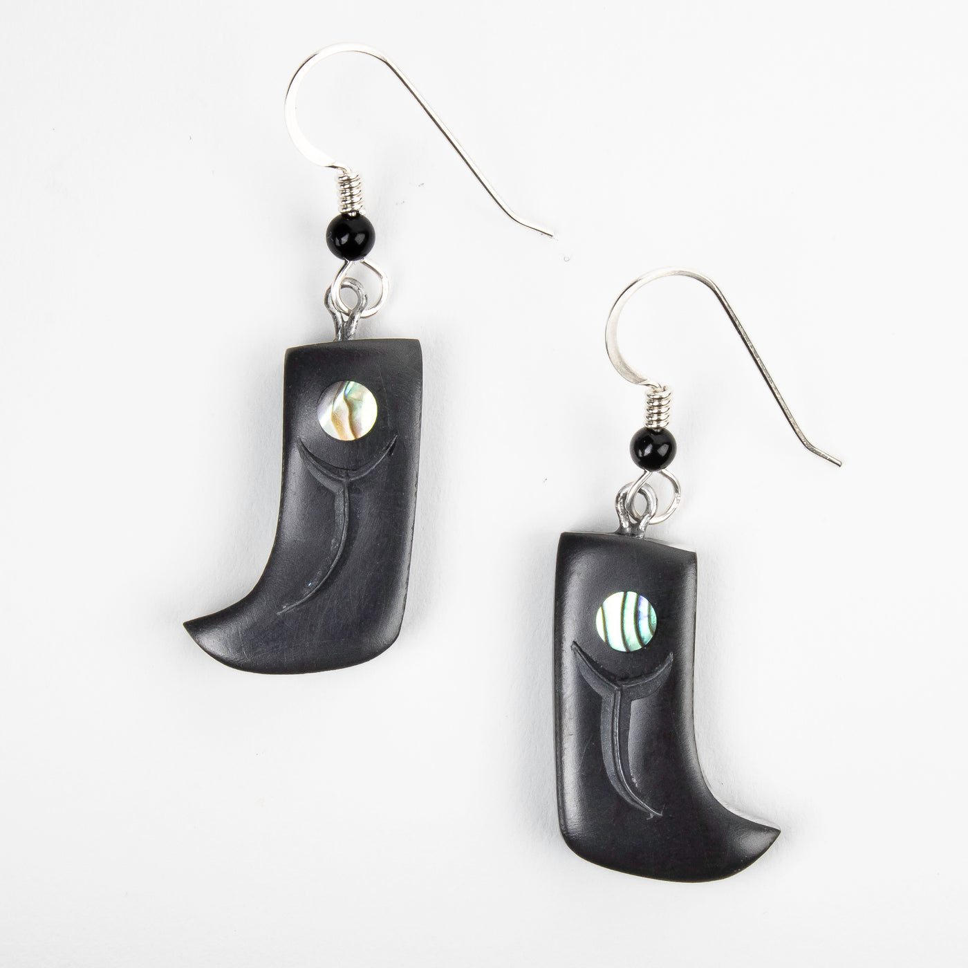 Argillite Bear Claw Earrings by Amy Edgars (Haida)