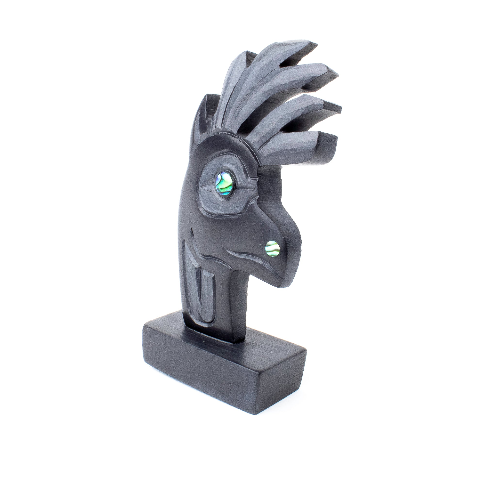 Argillite Blacktail Deer carving with abalone inlay made by local artist amy edgars