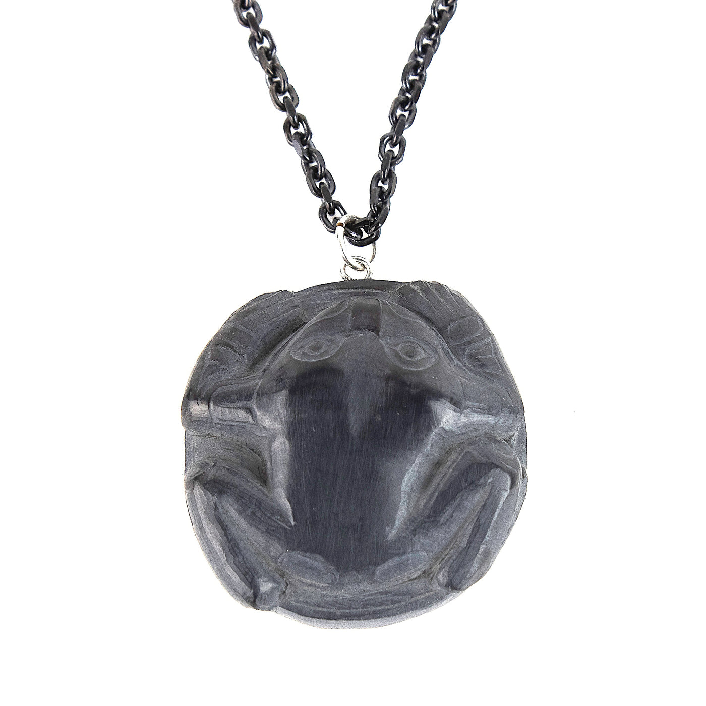 Argillite Frog Pendant by Melanie Russ (Haida)