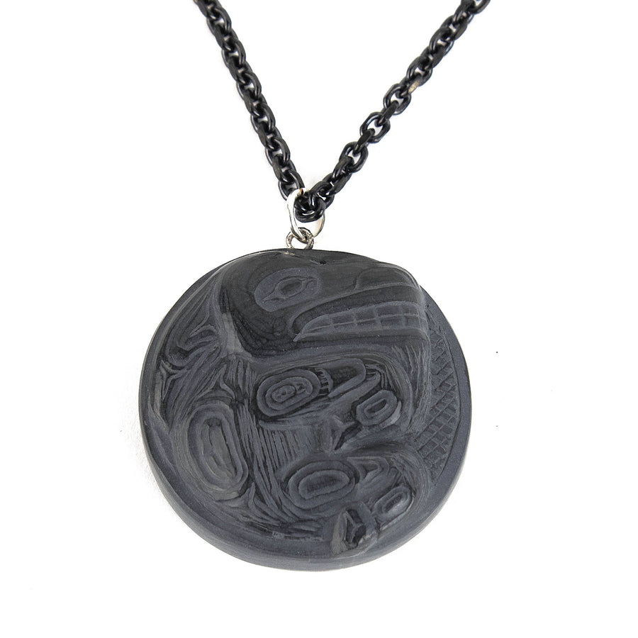 Argillite Mountain Goat Pendant hand carved from natural stone 