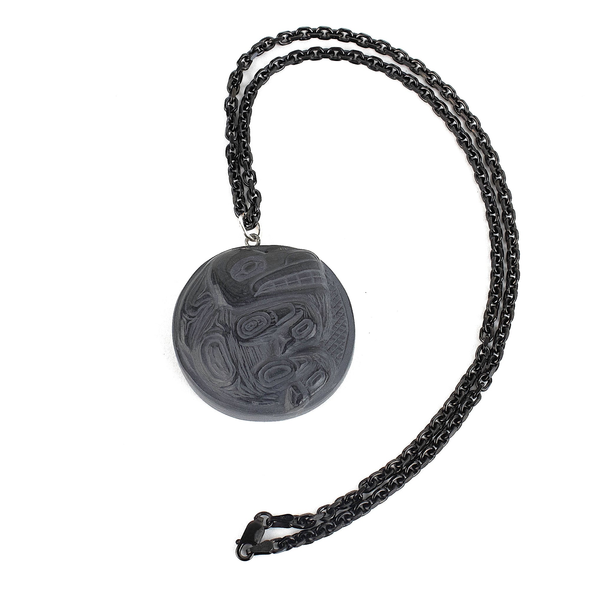 Argillite Mountain Goat Pendant hand carved from natural stone