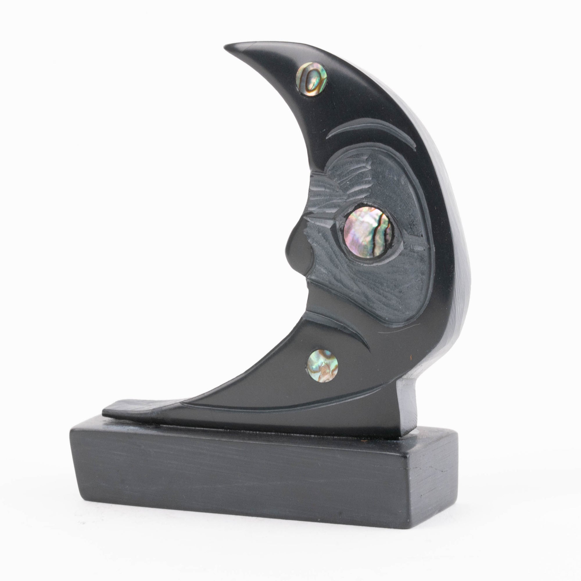 Haida Argillite Moon Carving by Female Haida Artist Amy Edgars