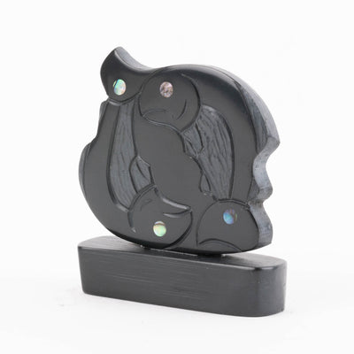 Haida two Salmon Argillite carving by Haida artist Amy Edgars