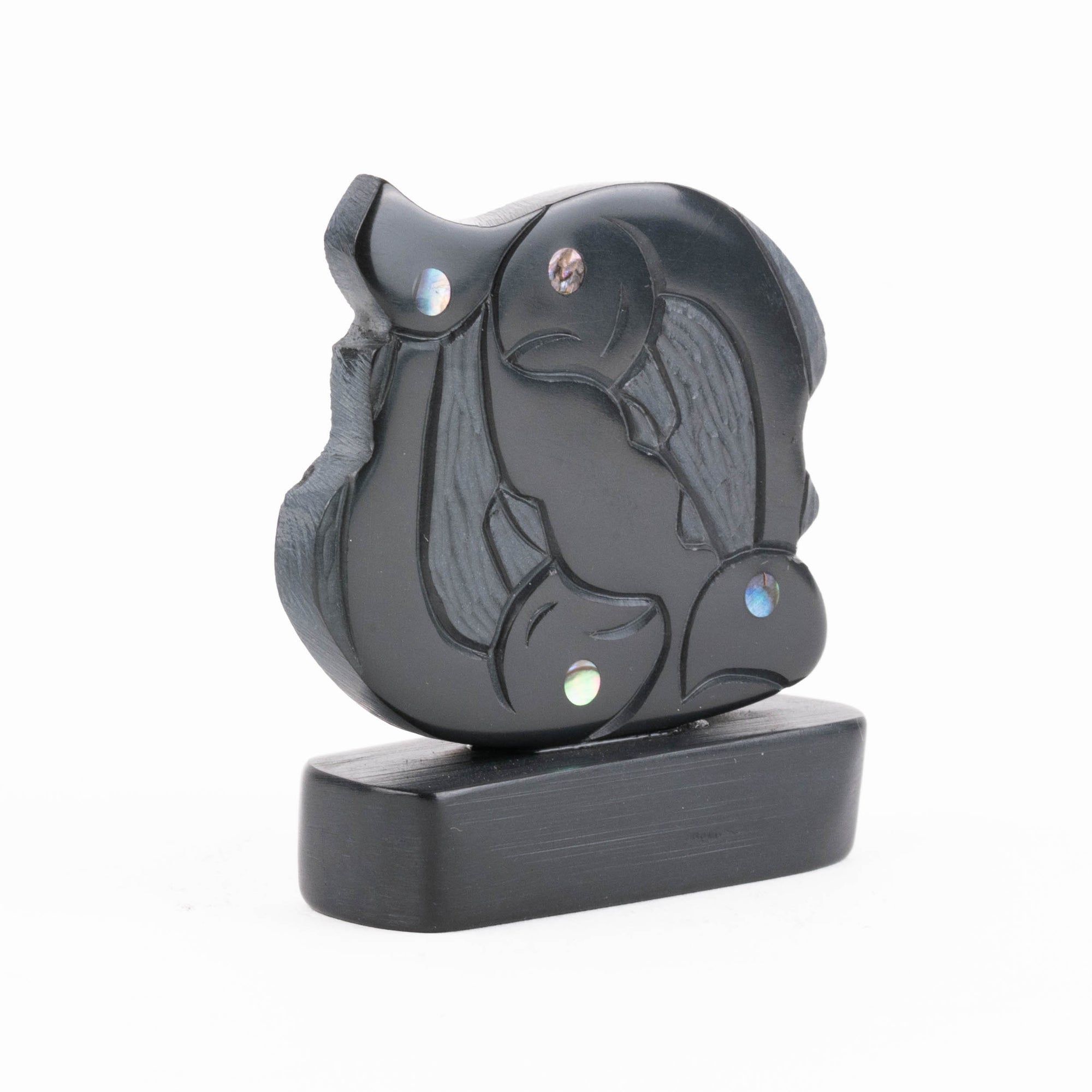 Haida two Salmon Argillite carving by Haida artist Amy Edgars