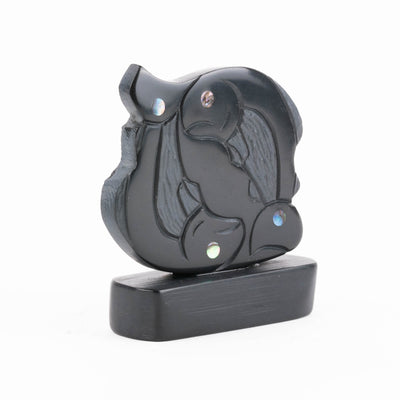 Haida two Salmon Argillite carving by Haida artist Amy Edgars