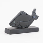 Haida Halibut Argillite carving with abalone inlay by female Haida artist Amy Edgars
