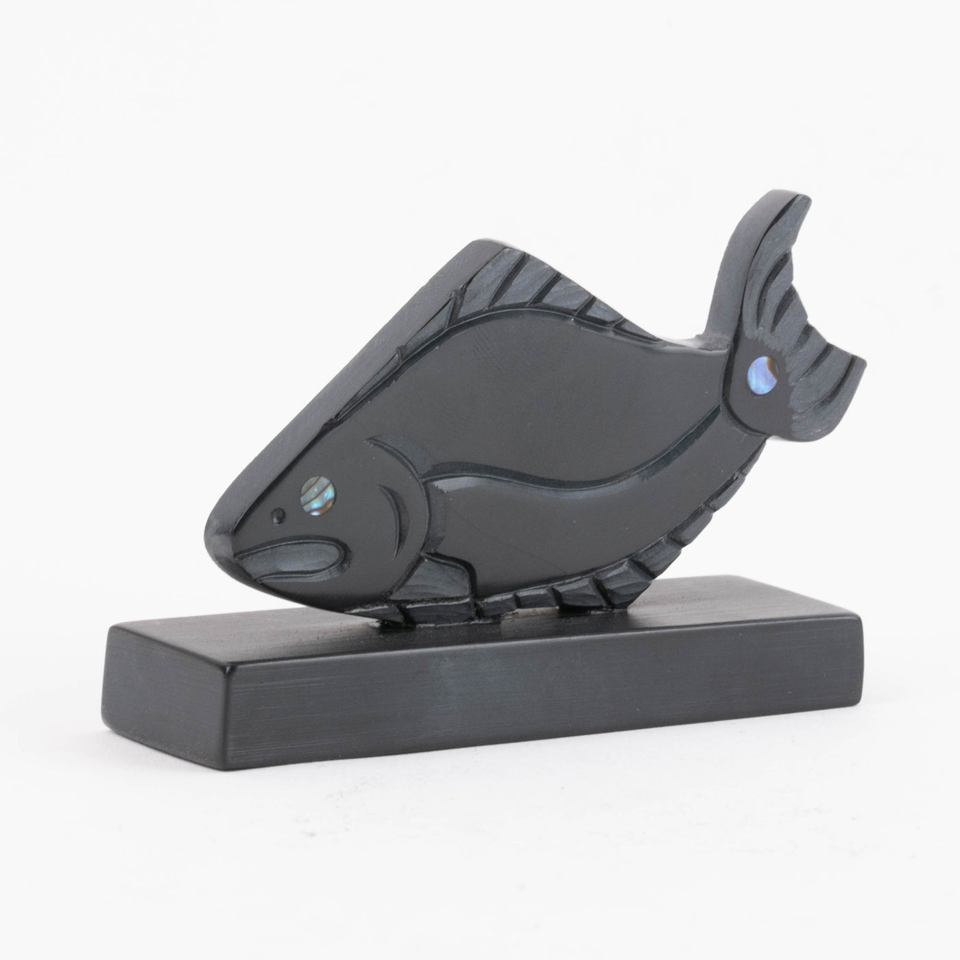 Argillite Halibut Carving by Amy Edgars (Haida)