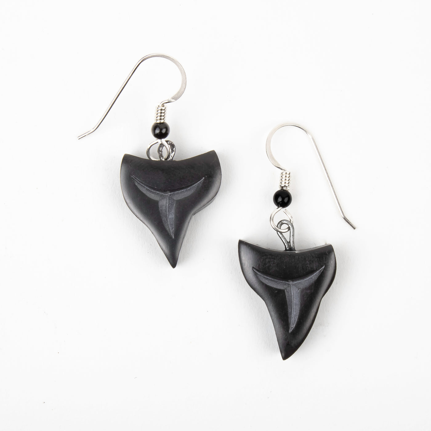 Argillite Sharks Tooth Earrings by Amy Edgars (Haida)