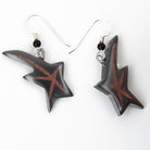 Argillite Shooting Star earrings with  Shepard hooks with small black bead