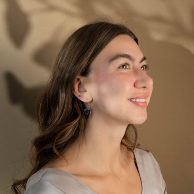 Haida Argillite Strawberry Earrings carved by Local  Female artist my Edgars morn by model