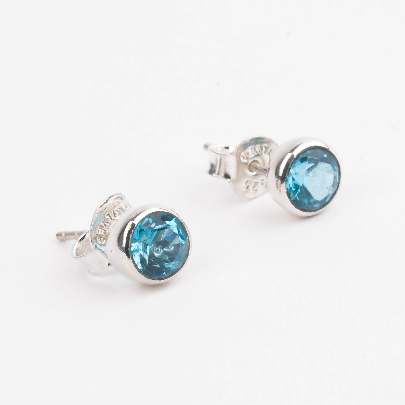 Sterling Silver Blue Topaz Stud Earrings