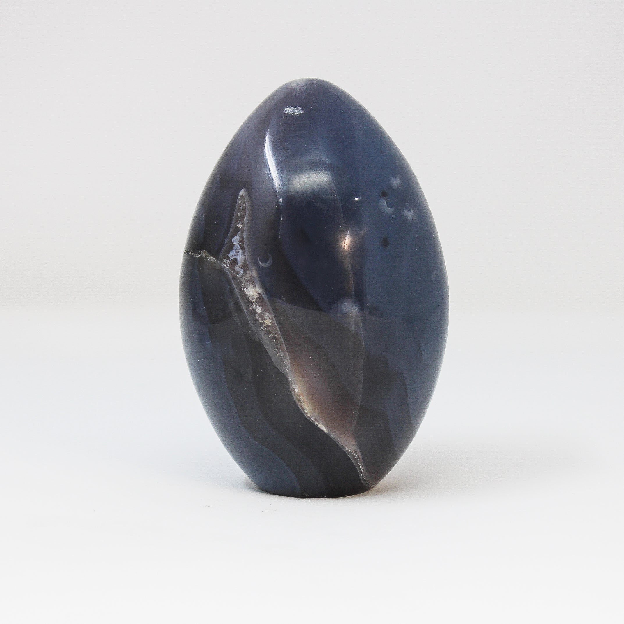 Blue Agate Amethyst Crystal Geode Polished Eggs