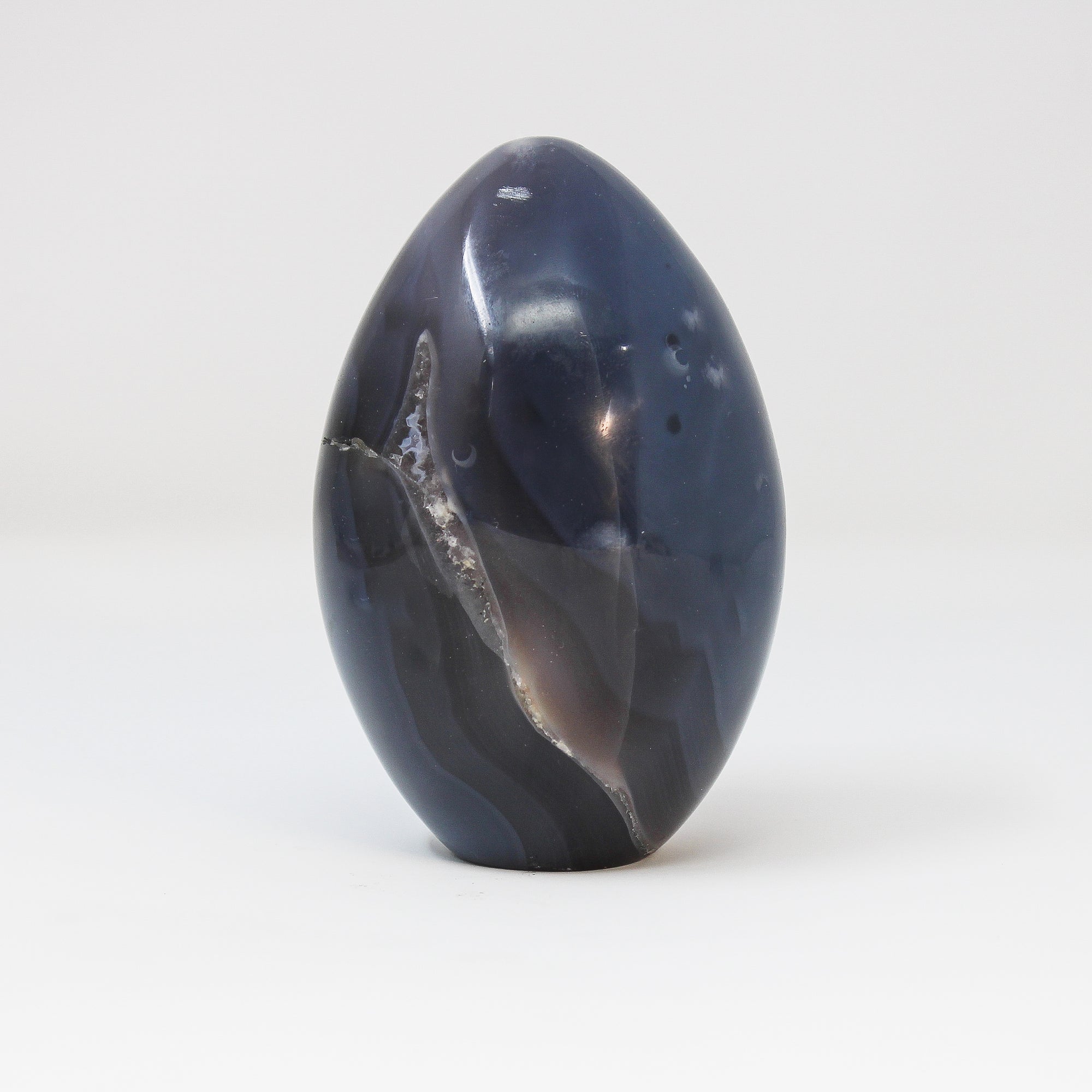 Blue Agate Amethyst Crystal Geode Polished Eggs