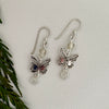 Sterling Silver Butterfly Earrings with Trade Beads & Moonstones