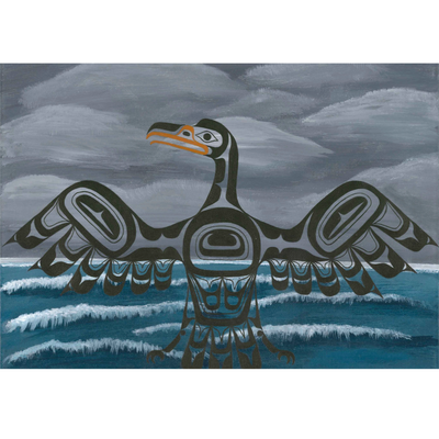 Cormorant design by Haida artist, Raven LeBlanc.