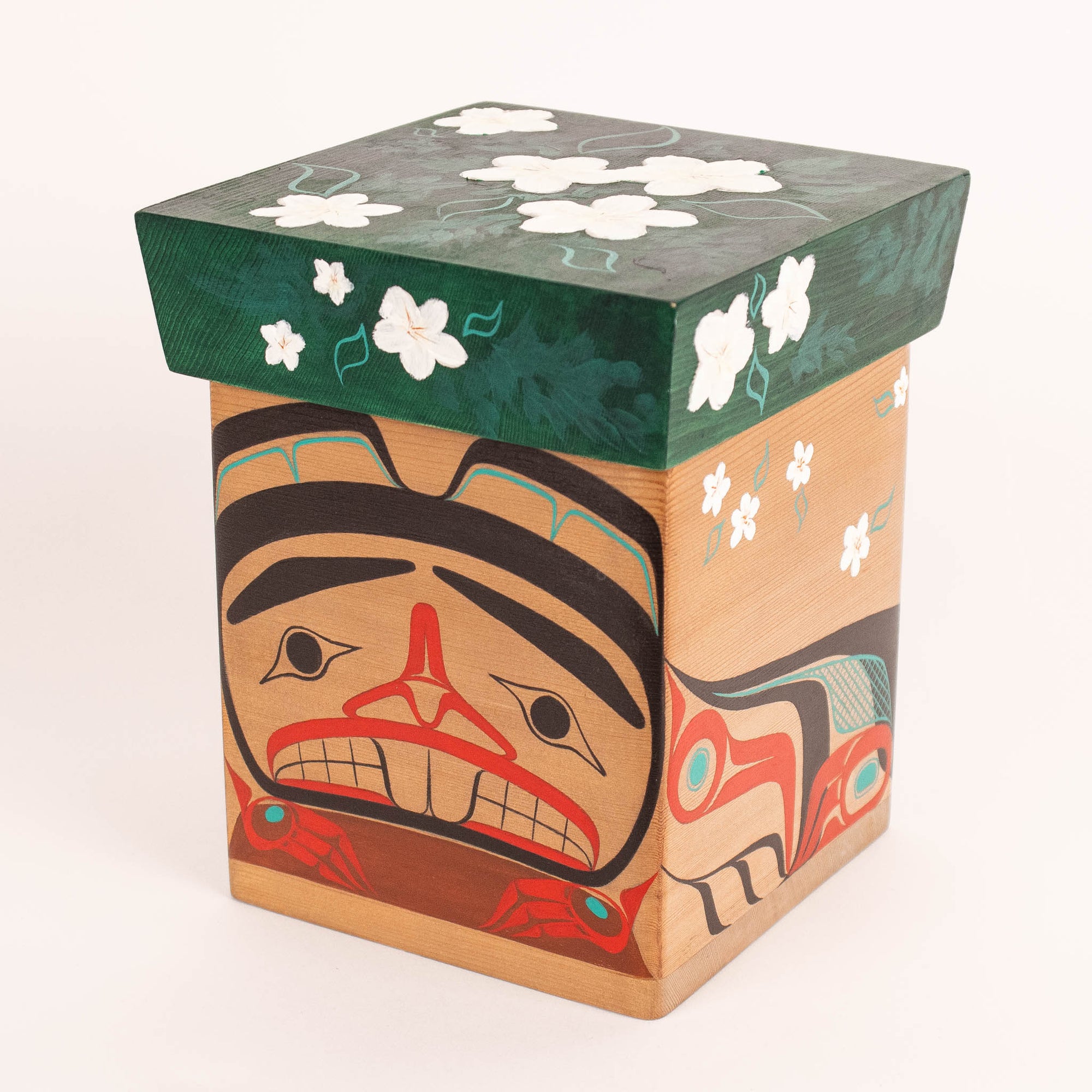 Decorative box with artistic design on a white background