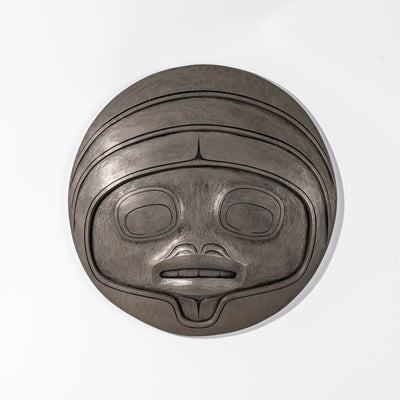 Fungus Man Mask Casting by Haida artist Cori Savard on a white back ground