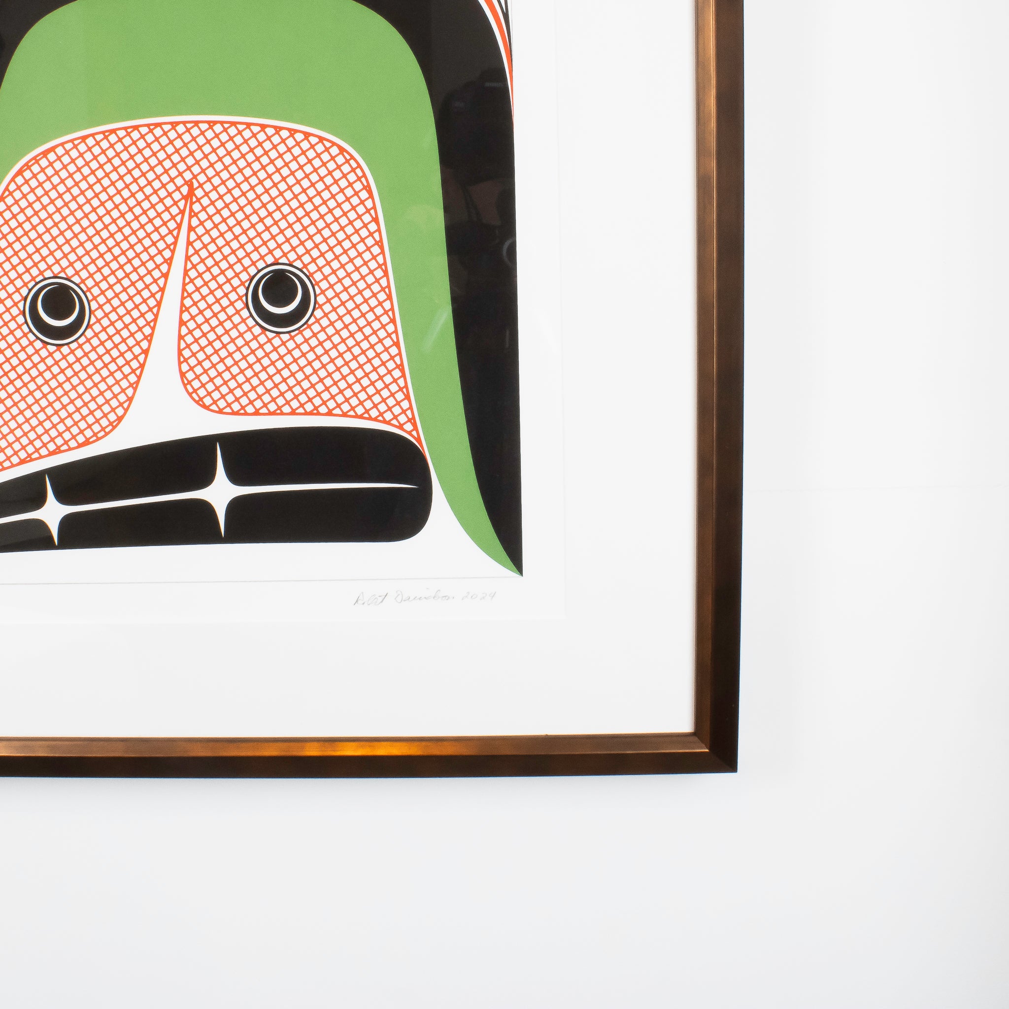 Close-up corner of Framed Robert Davidson Hope art print