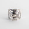 Human Ring with Canadian Diamond labret. Hand Made by Canadian Indigenous artist Morgan Asoyuf size 8.5