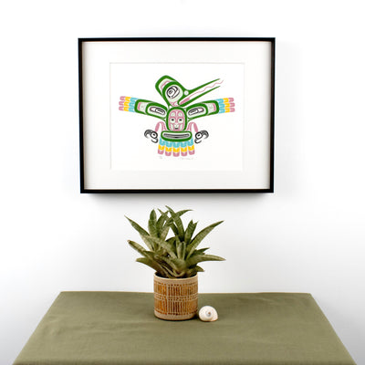 Black Framed hummingbird Art Print in an interior Design