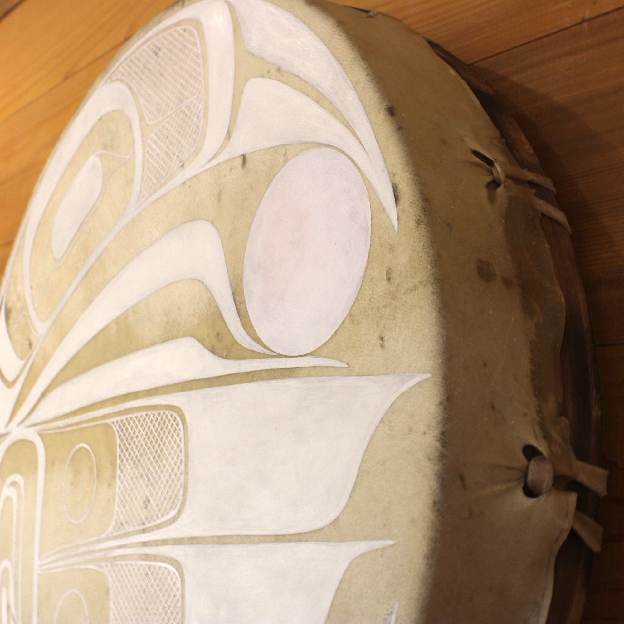 White raven drum by Danielle Louise Allard, Haida Artist