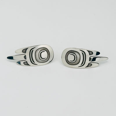 Sterling Silver Raven Wing Studs by Danika Saunders (Nuxalk)