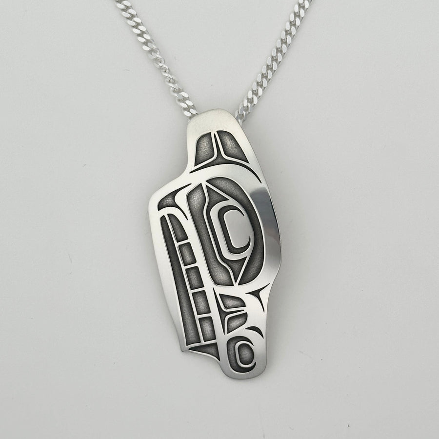 Sterling Silver Wolf Pendant, by Danika Saunders (Nuxalk)