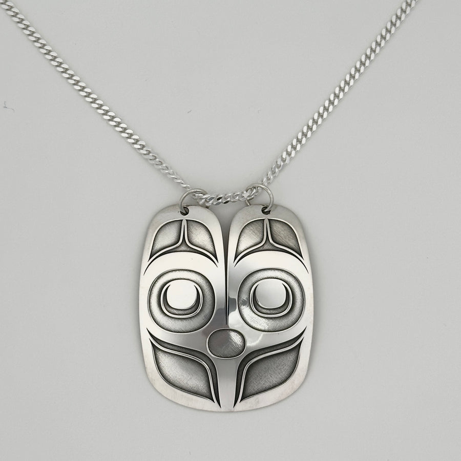 Sterling Silver Mouse Woman Pendant, by Danika Saunders (Nuxalk