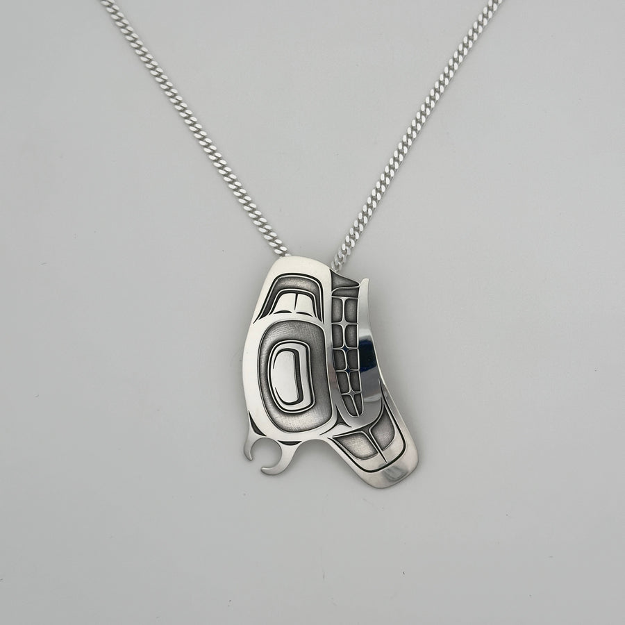 Sterling Silver Orca Pendant, by Danika Saunders (Nuxalk)