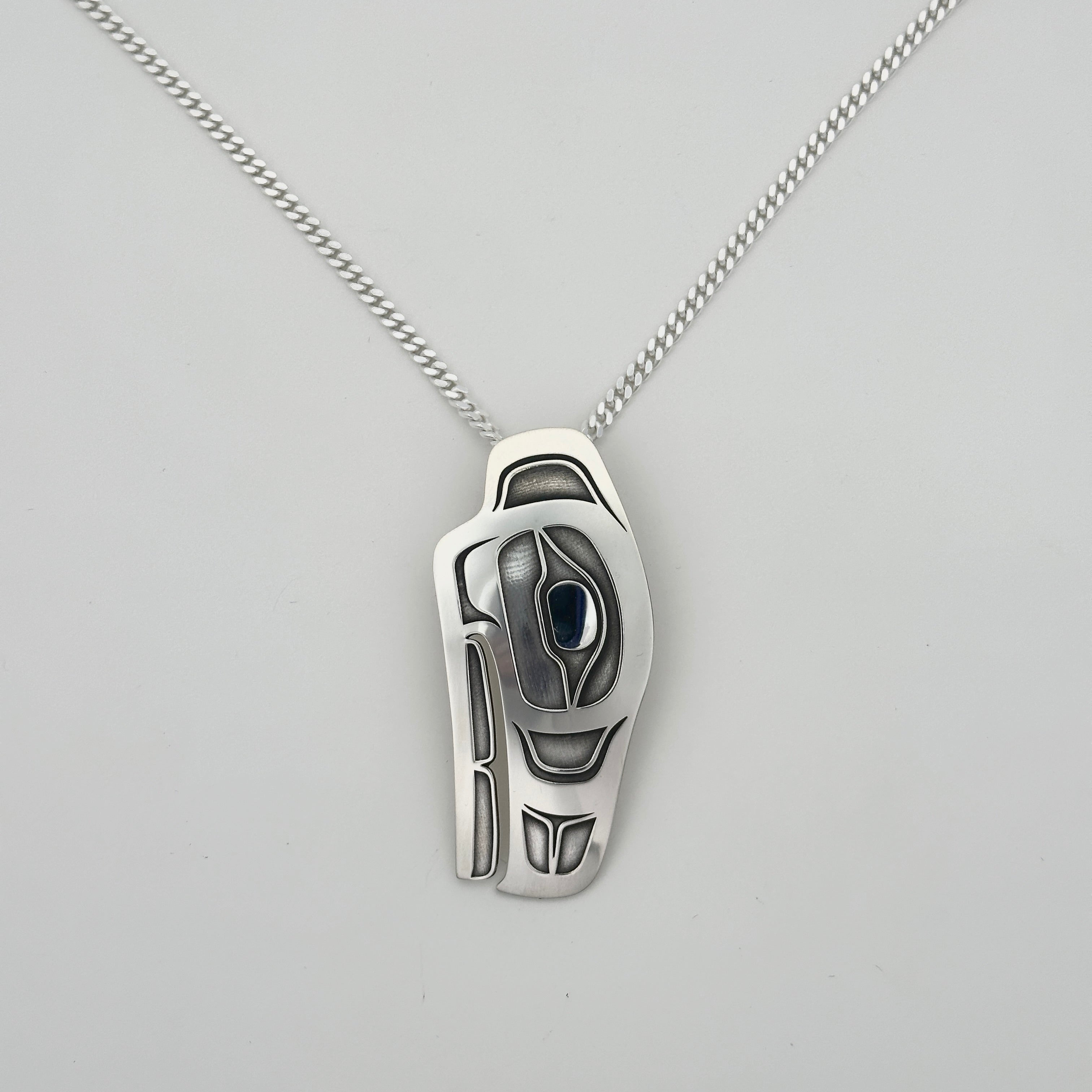 Sterling Silver Raven Pendant, by Danika Saunders (Nuxalk)
