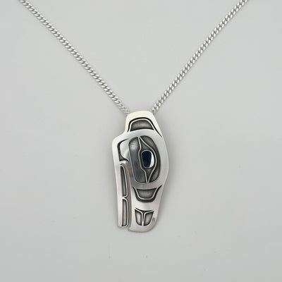 Sterling Silver Raven Pendant, by Danika Saunders (Nuxalk)