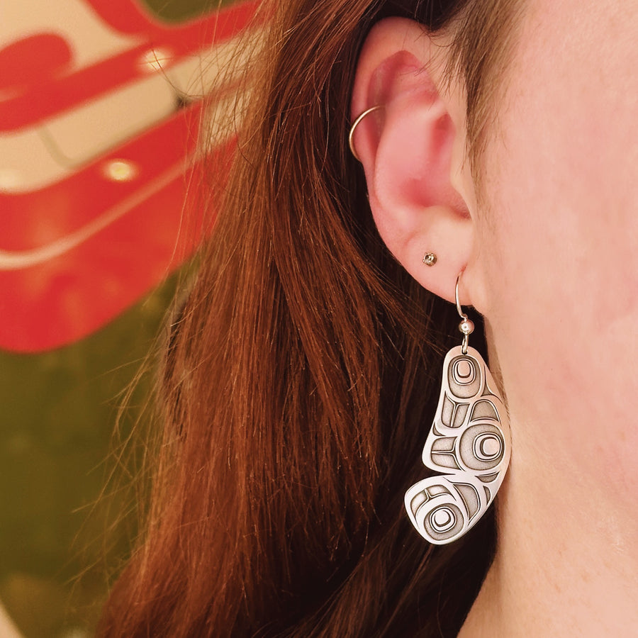 Sterling Silver Butterfly Earrings by Danika Saunders (Nuxalk)